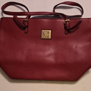 Elegant Red Leather Tote Bag